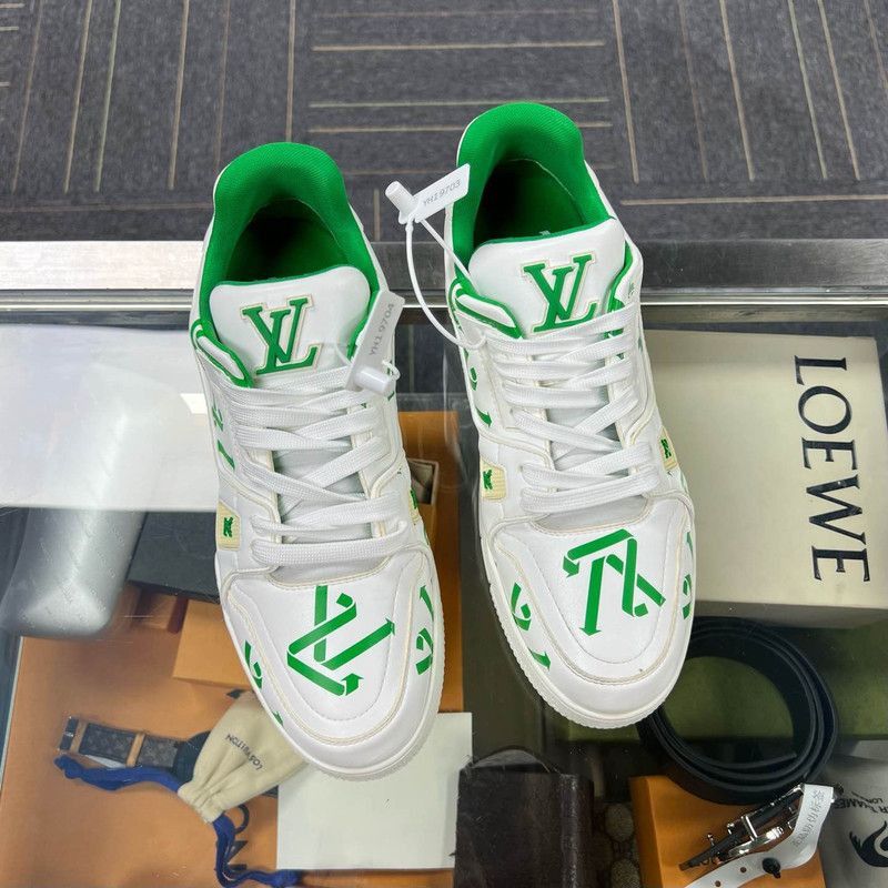 Louis Vuitton Louis Vuitton Casual White and Green Sneakers -2508 Size US 8 / EU 41 - 2 Thumbnail
