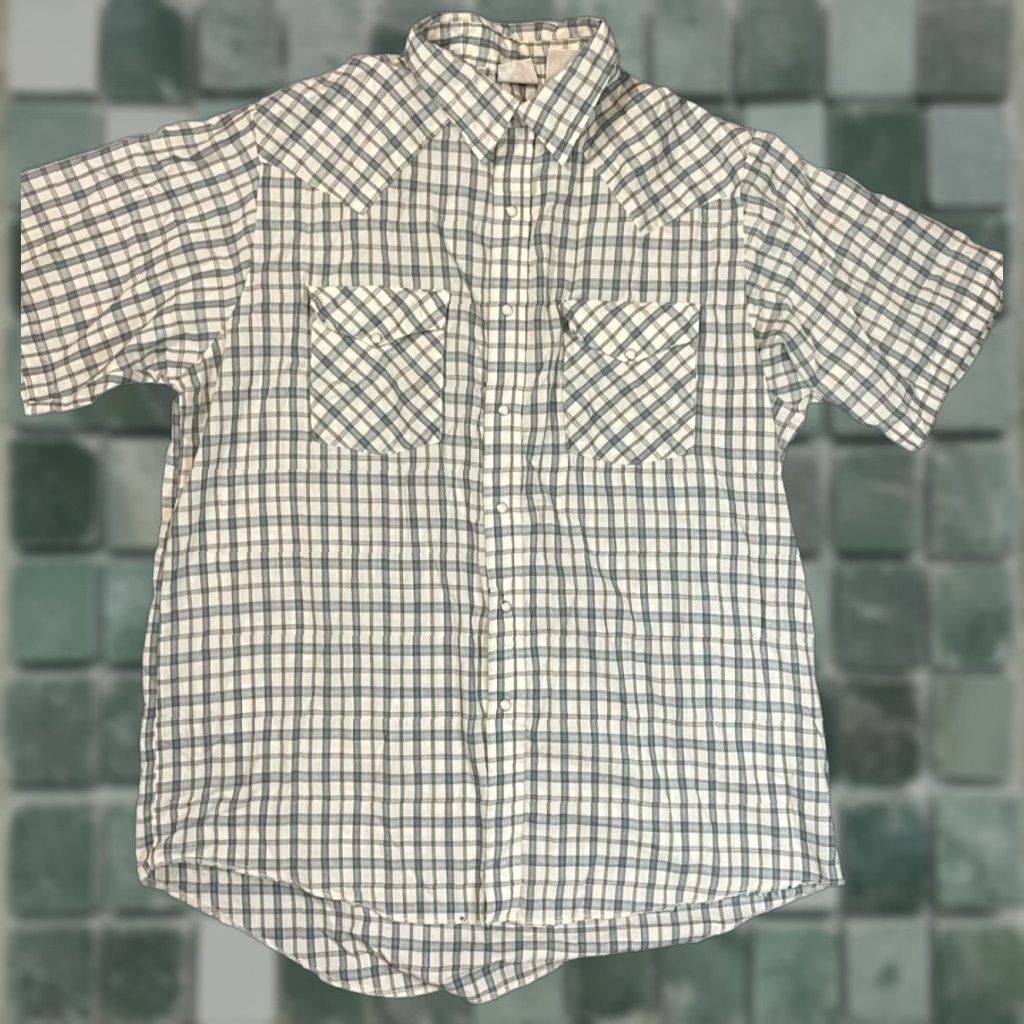 Vintage VINTAGE Western Frontier Shirt Men L Large Blue Plaid Pearl Snap Short Sleeve Collared Size US L / EU 52-54 / 3 - 1 Thumbnail