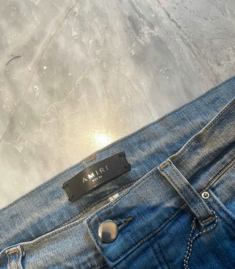 Amiri Amiri badge patched destroyed blue denim Size US 36 / EU 52 - 2 Thumbnail