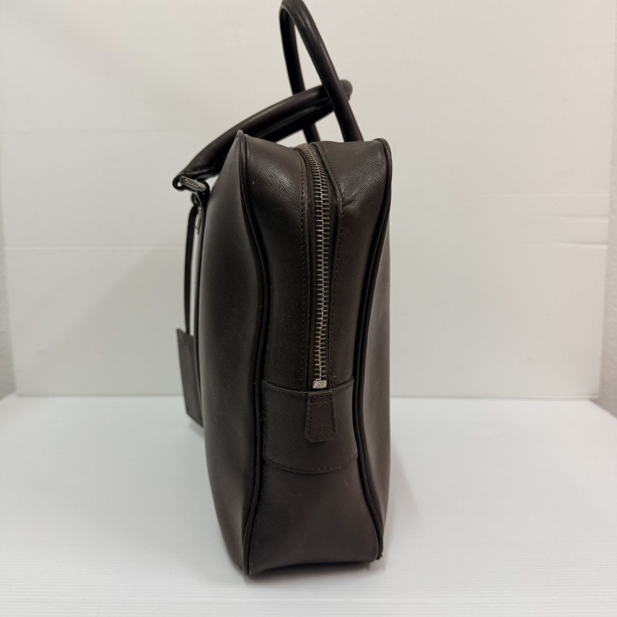 Prada Prada Brown Leather Saffiano Large Briefcase Bag Size ONE SIZE - 3 Thumbnail