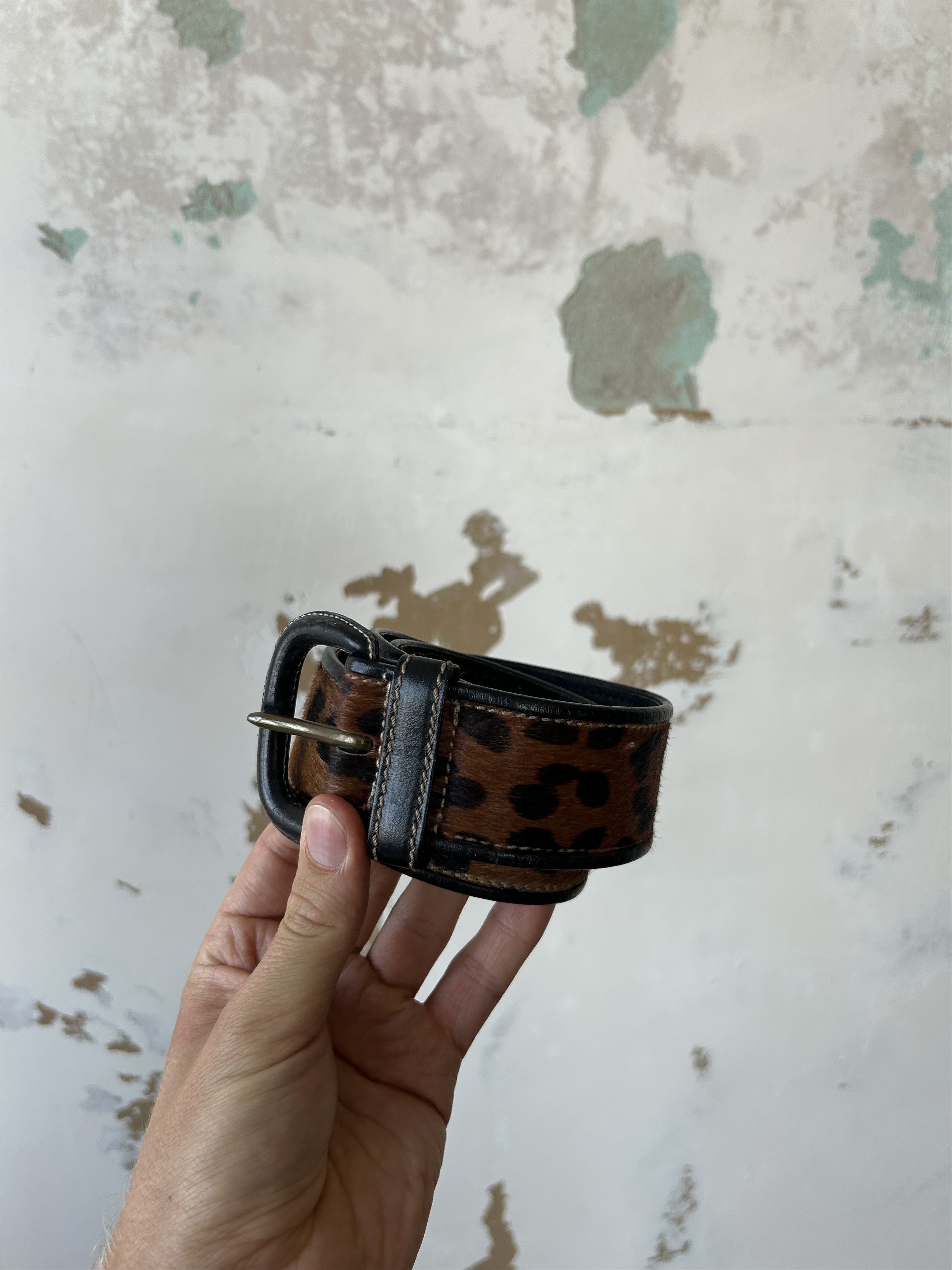 Vintage Vintage leather belt leopard Size ONE SIZE - 1 Thumbnail
