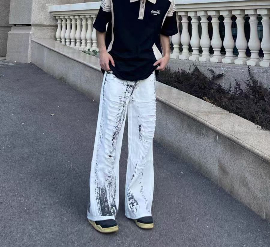 Japanese Brand × Vintage Hip-hop street graffiti micro flare ripped jeans size 30 Size US 30 / EU 46 - 3 Thumbnail
