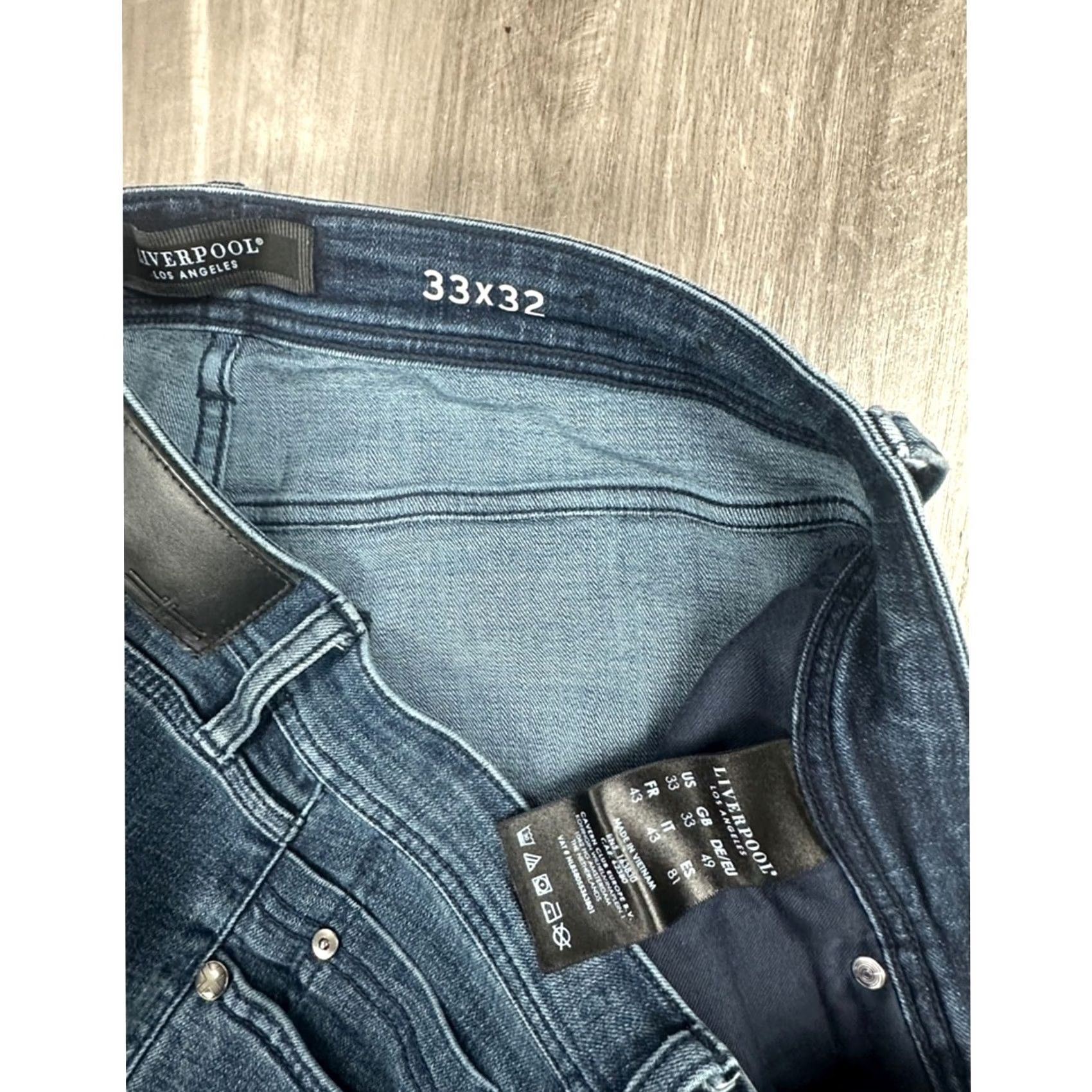 Vintage Liverpool Regent Relaxed Straight Jeans - Palo Alto Dark Blue, 33x32, Men, 78% Cotton, CoolMax, 1% Spandex, MS10004 Size US 33 - 7 Thumbnail