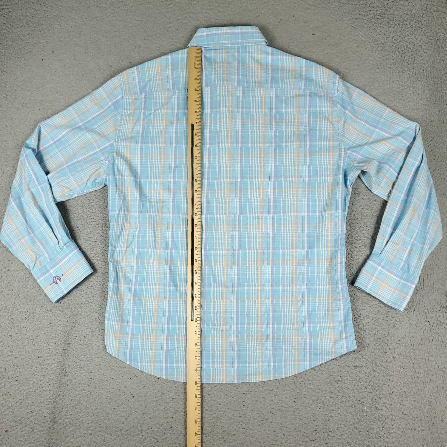 Peter Millar Peter Millar Shirt Mens Large Blue Plaid Nylon Summer Comfort Button Up Collared Long Sleeve Size US L / EU 52-54 / 3 - 5 Thumbnail