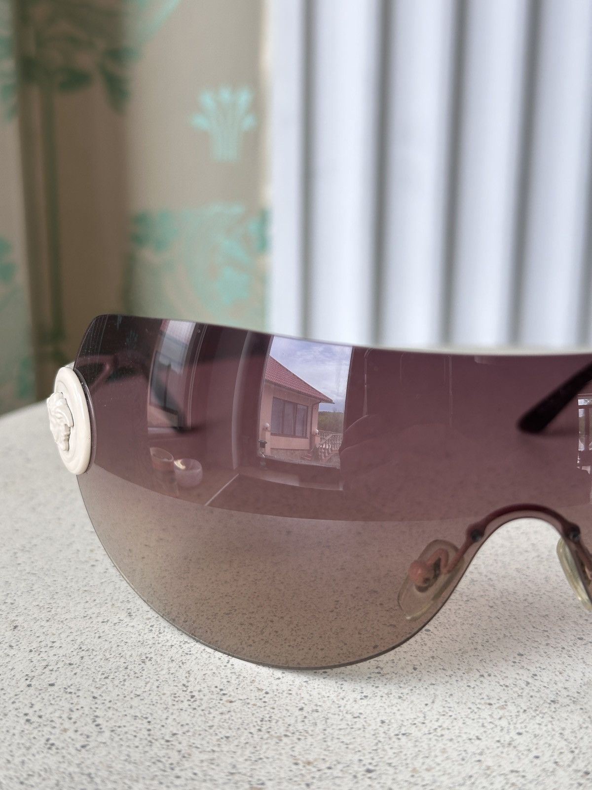 Versace VERSACE Shield Mask Beige Brown Medusa Sunglasses Mod. 2038 Size ONE SIZE - 12 Thumbnail