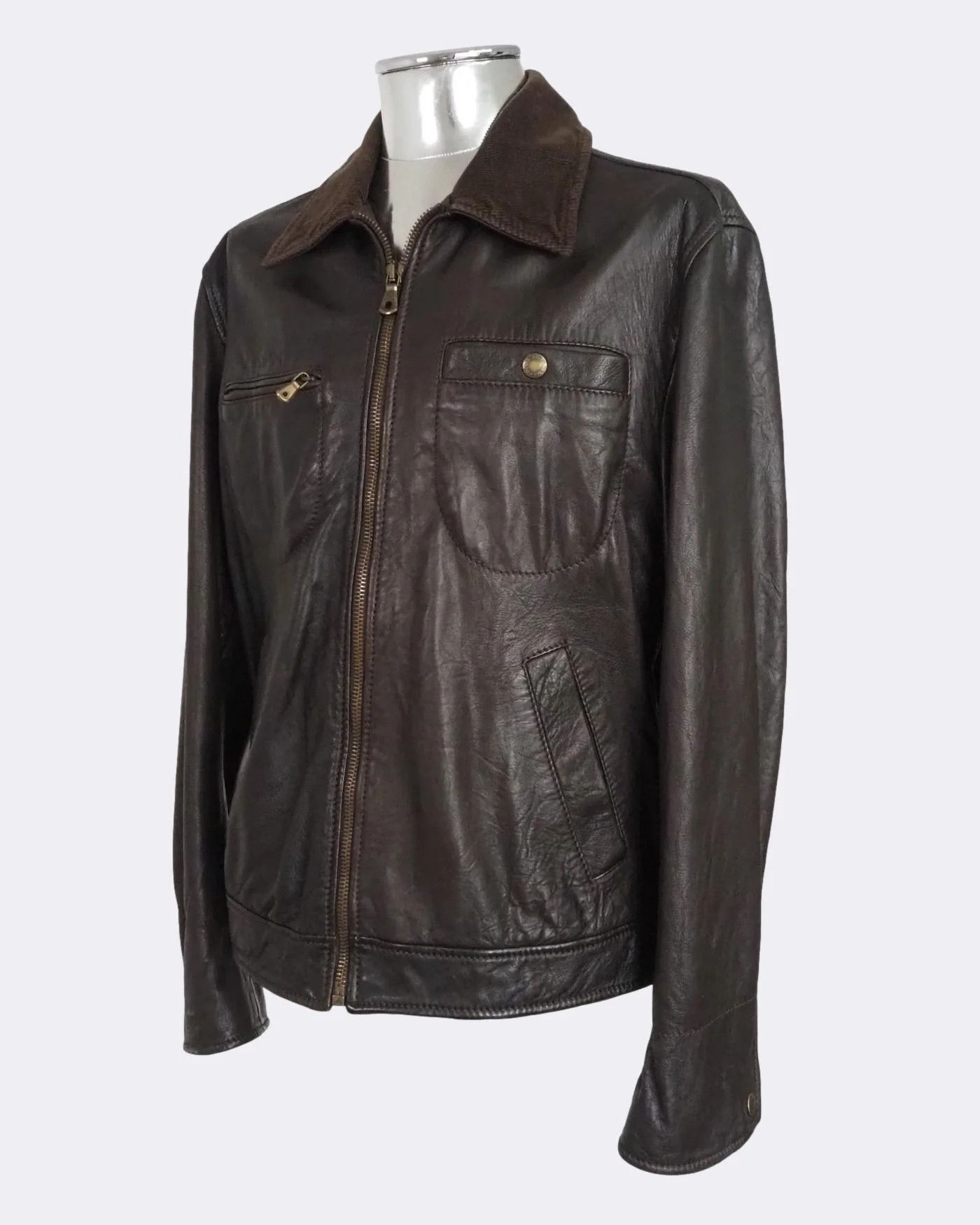 Dolce & Gabbana Dolce & Gabbana Leather Zip with Corduroy Collar $2180 Size US L / EU 52-54 / 3 - 11 Thumbnail