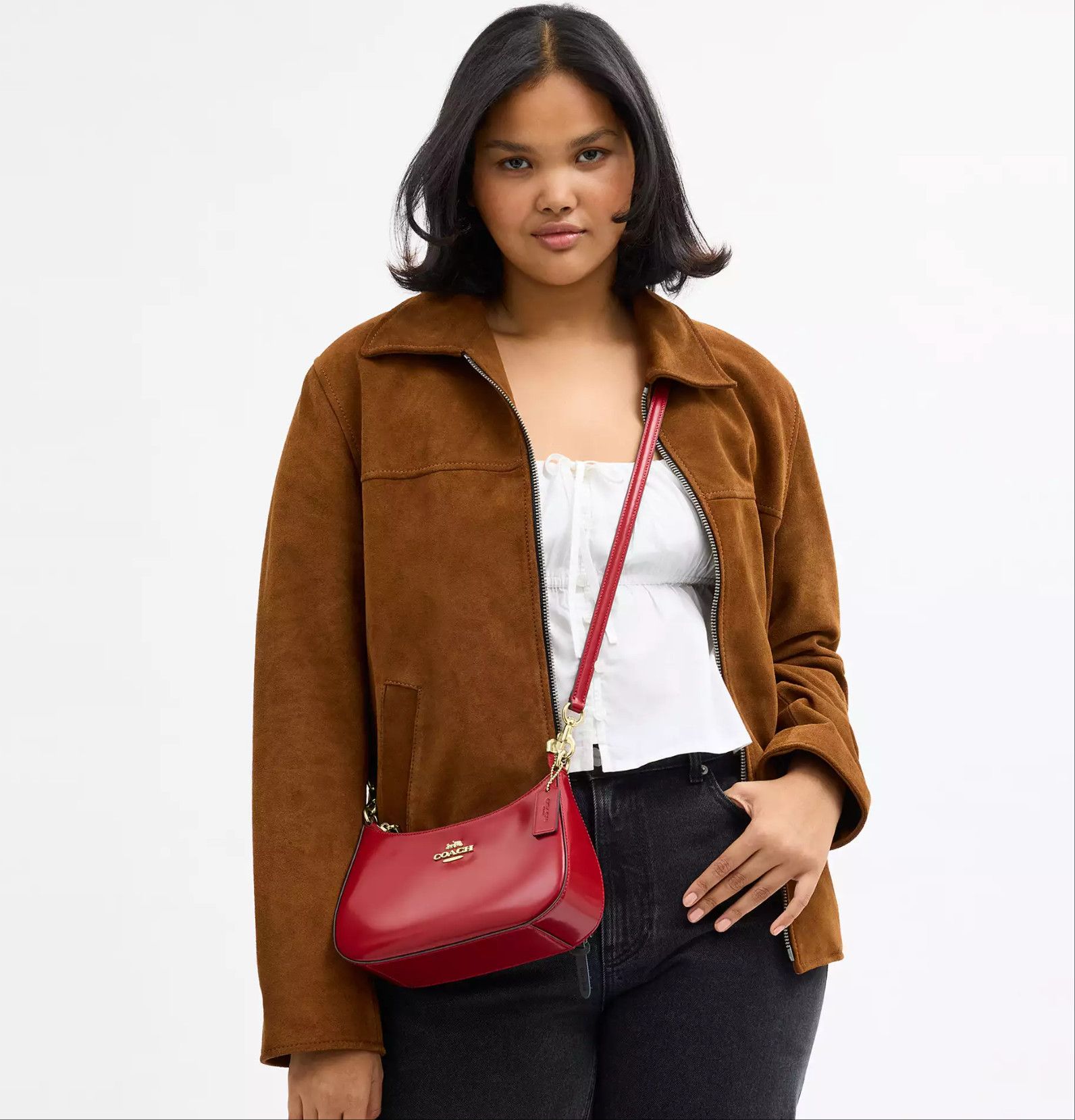 Coach NWT Coach CV938 Teri Shoulder Bag Gold/Ruby Size ONE SIZE - 9 Thumbnail