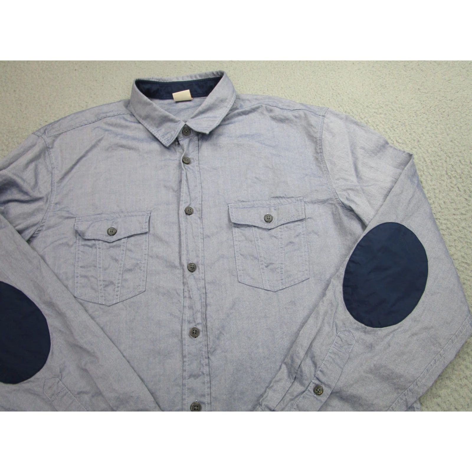 Vintage BOSS Orange Chambray Shirt Mens XL Blue Long Sleeve Button-Up Casual with Elbow Patches Size US XL / EU 56 / 4 - 2 Thumbnail