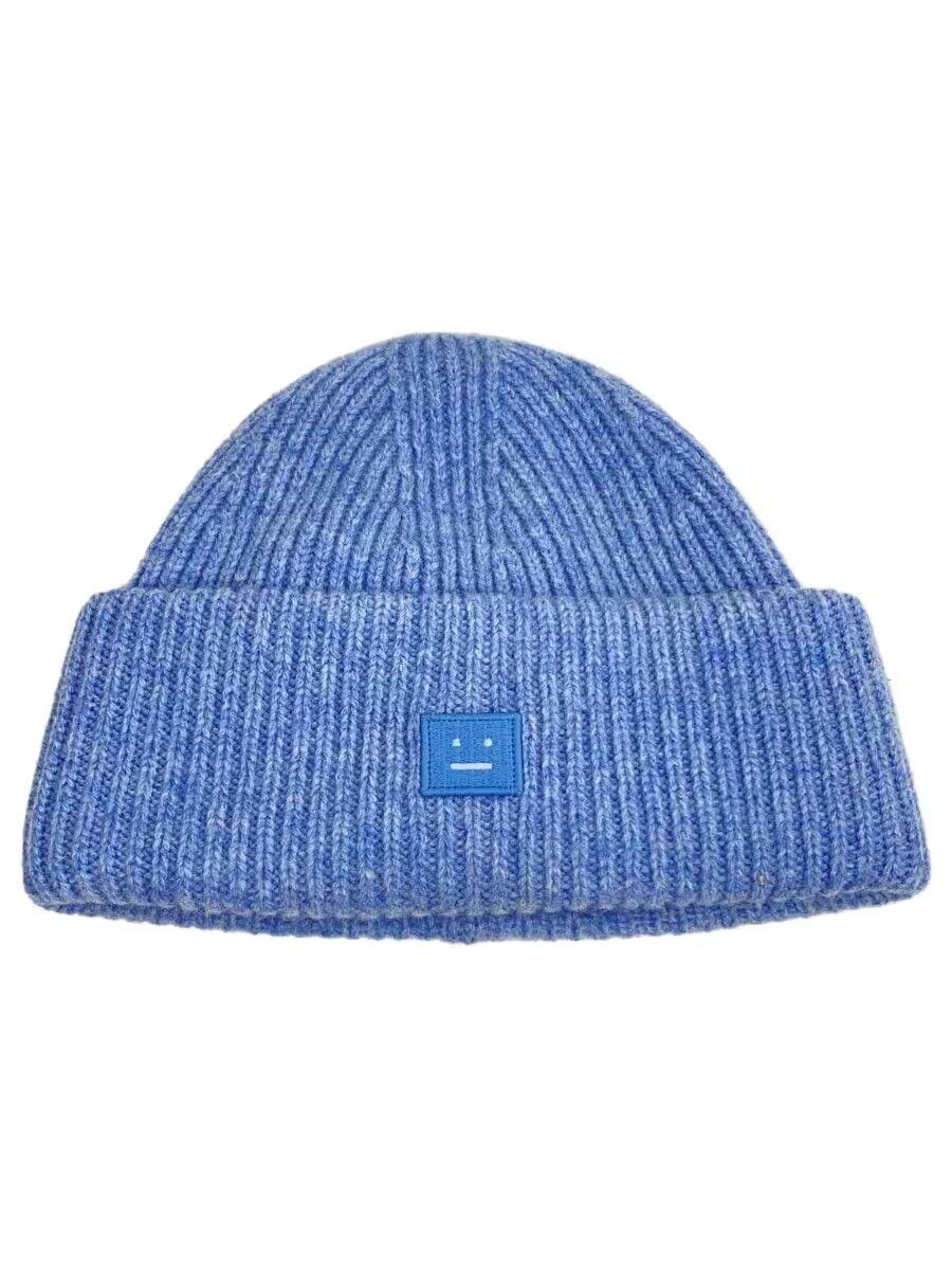 Acne Studios Smiley Patch Ribbed Wool Knit Beanie Size ONE SIZE - 1 Thumbnail