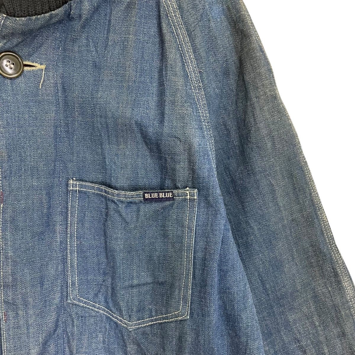 Blue Blue Japan × Indigo × Vintage Vintage 90s Blue Blue Japan Crazy Indigo Long Denim Jacket Size US L / EU 52-54 / 3 - 6 Thumbnail