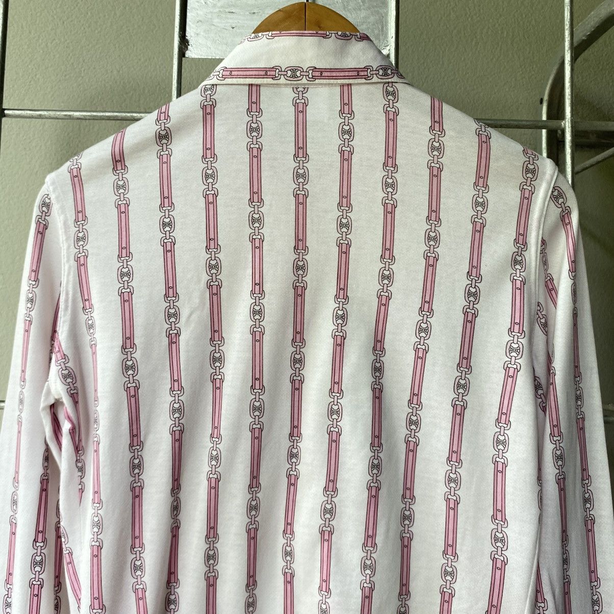 Celine Vintage Celine Pink Chain Print Shirt Size S / US 4 / IT 40 - 10 Thumbnail