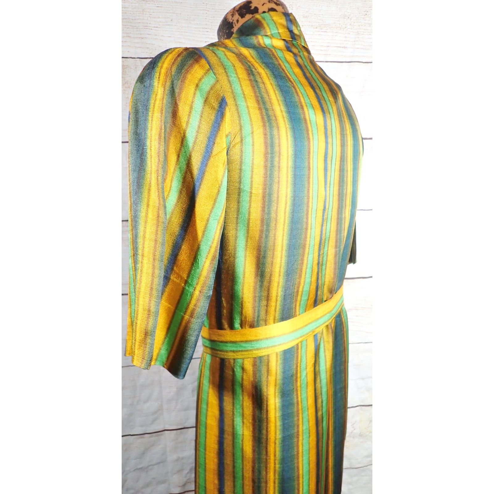 Vintage Vintage Peggy Lou California 50s 60s Dress Womens Midi Belted A-Line Retro Green Gold Brown Teal Mid Century Size M / US 6-8 / IT 42-44 - 6 Thumbnail