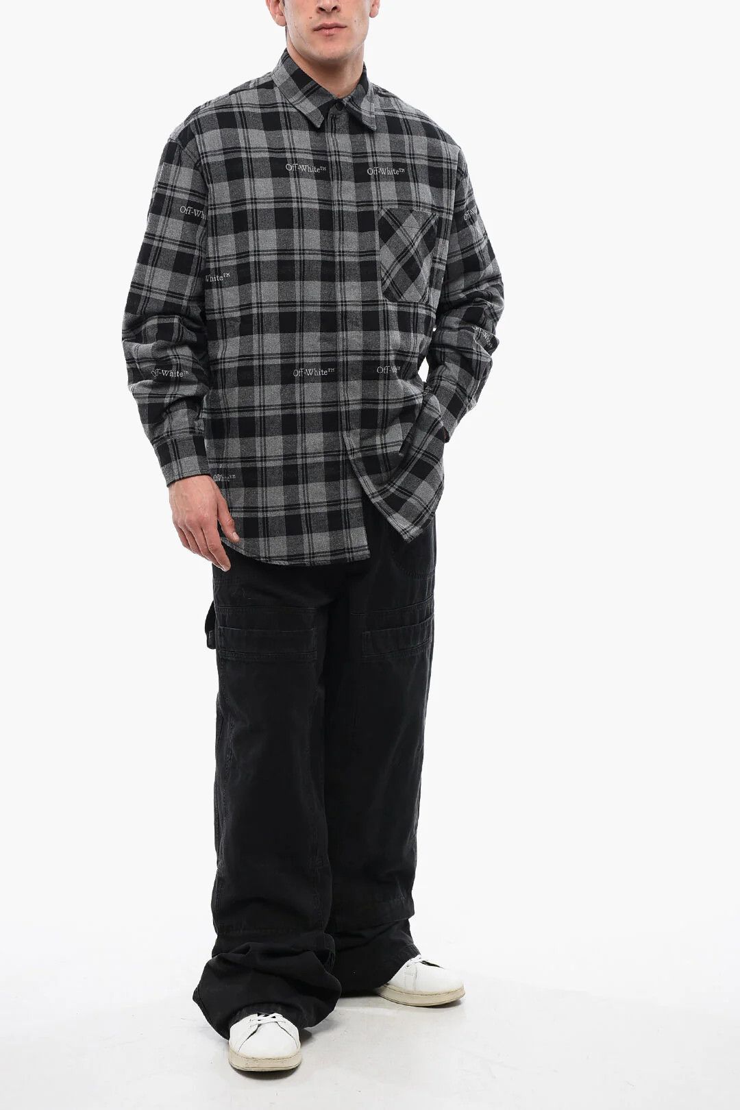 Off-White og1mm0526 Checked Flannel-Lined Overshirt in Gray/Black Size US XL / EU 56 / 4 - 4 Thumbnail