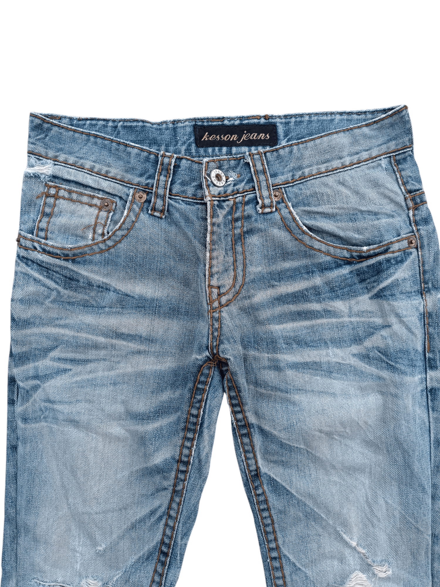 If Six Was Nine × Japanese Brand × Le Grande Bleu (L.G.B.) FLARED🔥Japanese Brand Kesson Distressed Whiskers Denim E192 Size US 31 - 4 Thumbnail