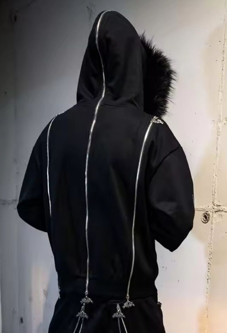 Other Fashion Punk Y2K Grunge Zipper Flurry Faux Hat Fur Hoodies Size US L / EU 52-54 / 3 - 4 Thumbnail