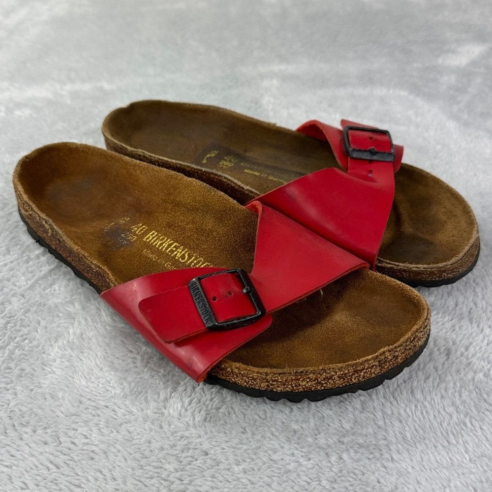 Birkenstock Madrid Red Leather Sandals Women's Size 40 Narr