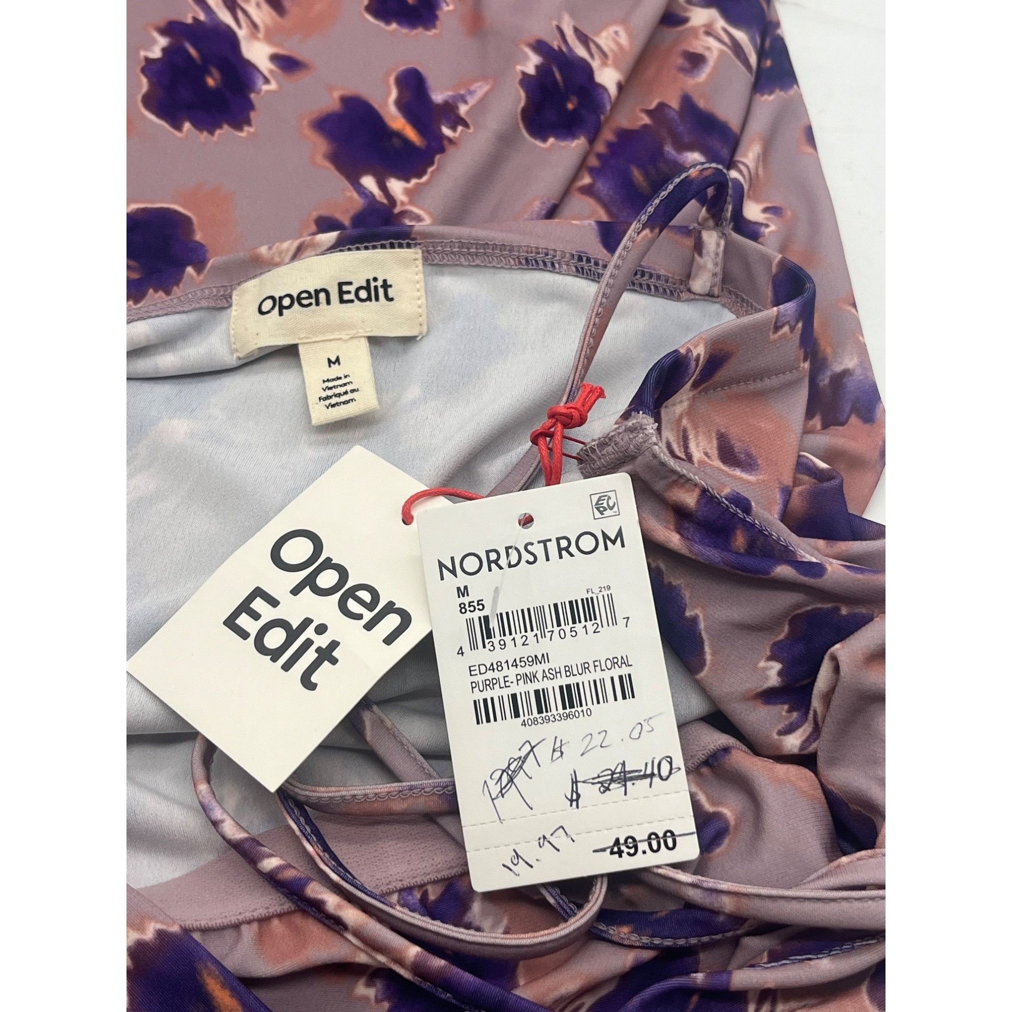 Other Open Edit Tie Shoulder Minidress In Purple- Pink Ash Blur Fl Size M / US 6-8 / IT 42-44 - 8 Thumbnail