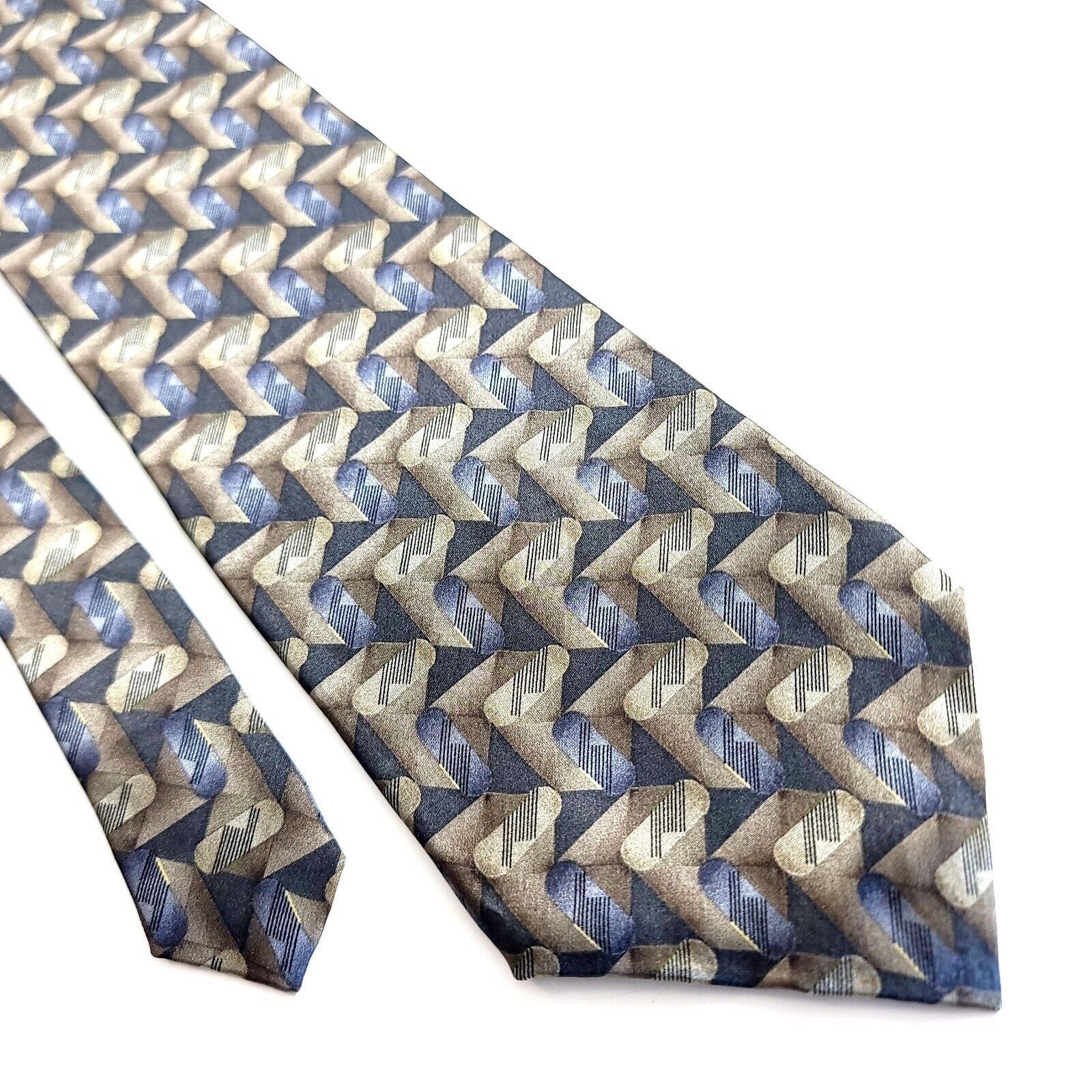 Bill Blass Bill Blass Tan Blue Beige Geometric Abstract Print Short Wid Size ONE SIZE - 1 Thumbnail