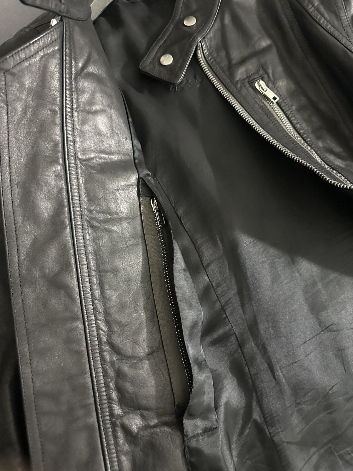 Rick Owens Rick Owens Slim-Fit Leather Moto Jacket Size US M / EU 48-50 / 2 - 4 Thumbnail