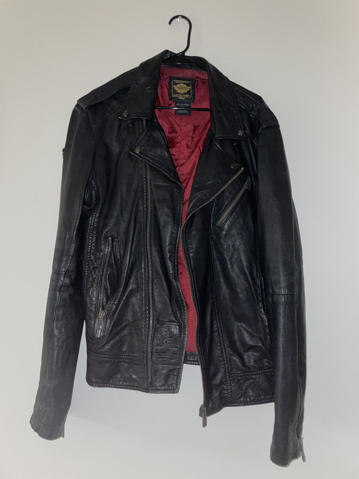 Superdry × Vintage Leather biker jacket Size US XL / EU 56 / 4 - 1 Thumbnail