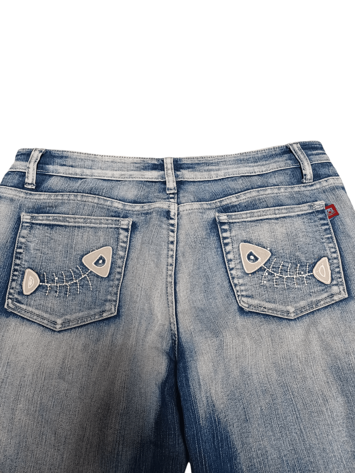 Japanese Brand FANTASTIC FLARED JEANS DENIM FISHES EMBROIDERED JEAN DESIGN Size US 33 - 4 Thumbnail