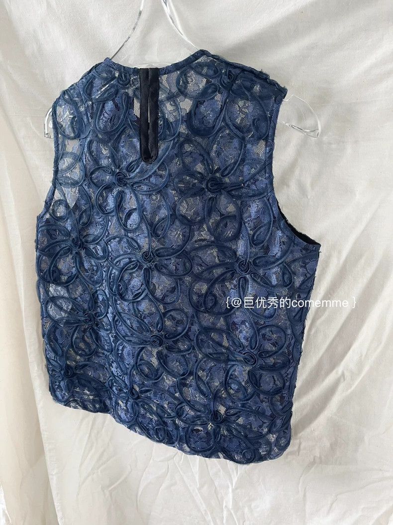Comme Des Garcons Navy blue dark blue lace hollowed-out fl
