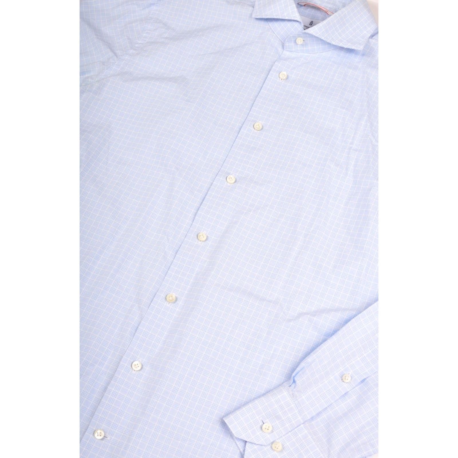 Vintage Emanuel Berg Button Shirt Cotton Check Blue/White, Size 40, Regular, Dress Shirt, Men, Blue, 100% Cotton, Italy Size US L / EU 52-54 / 3 - 2 Thumbnail