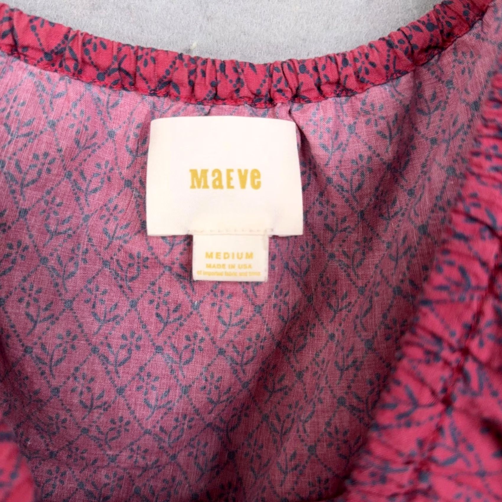 Vintage Maeve Blouse Womens Medium Pink Floral Puff Boho Flow Casual Size M / US 6-8 / IT 42-44 - 5 Thumbnail