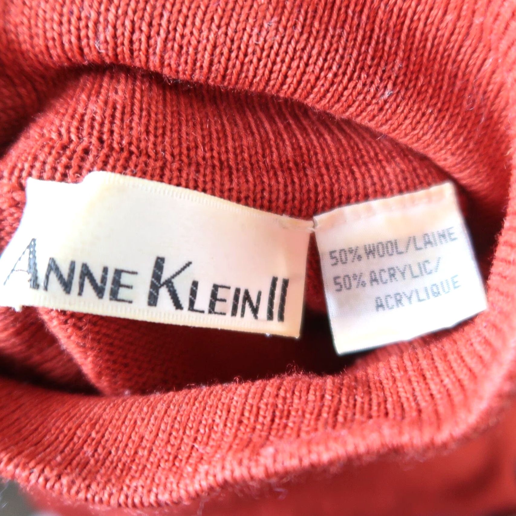 Anne Klein VINTAGE Anne Klein II Rust Red Wool Blend Turtleneck Sweater M Women Long Sleeve Pullover 90s 80s Pattern Solid Fall Winter Size M / US 6-8 / IT 42-44 - 5 Thumbnail