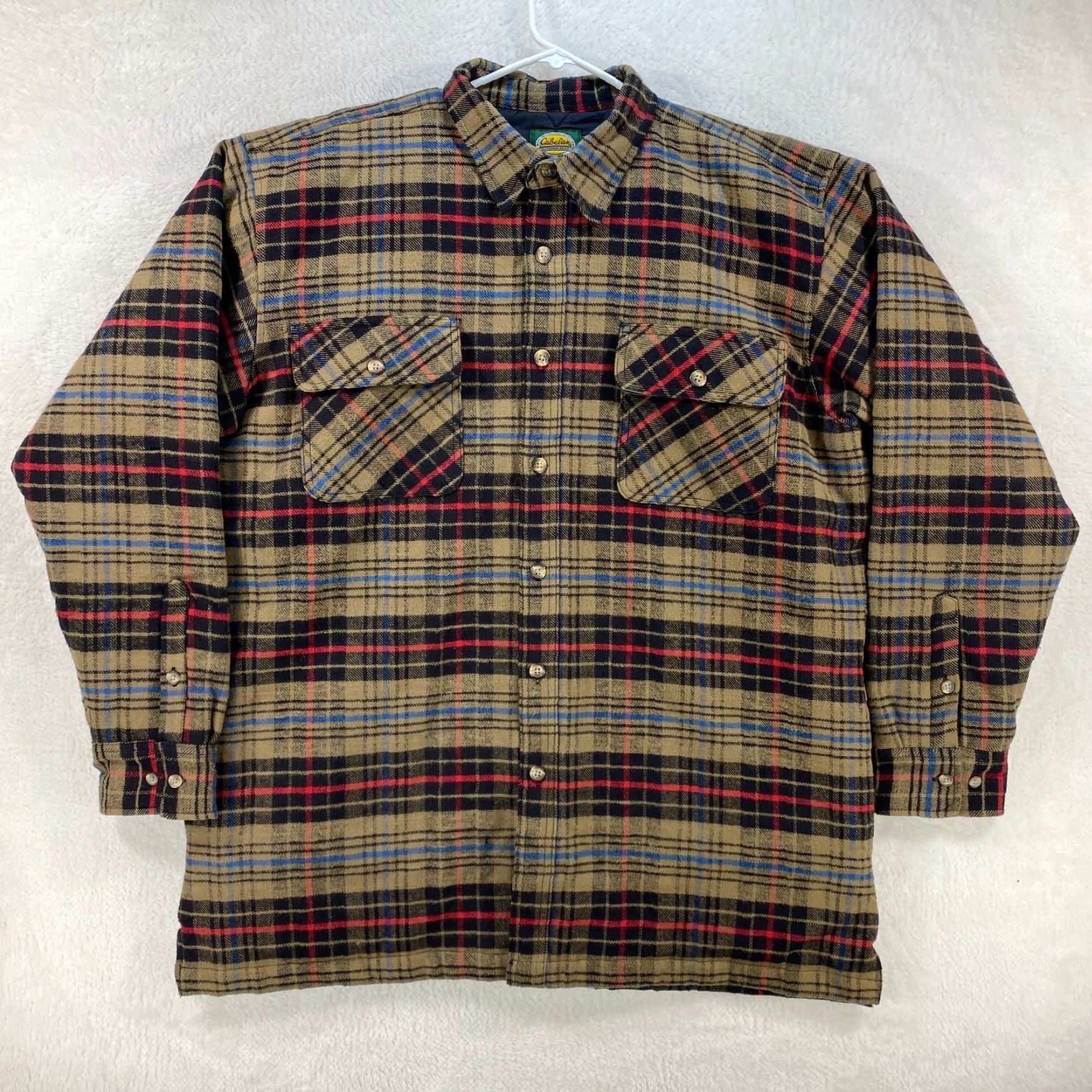 Vintage VINTAGE? (No) Cabela's Mens XL Flannel Brown Plaid Insulated Heavy Shirt Jacket Quilted Lining Size US XL / EU 56 / 4 - 2 Thumbnail
