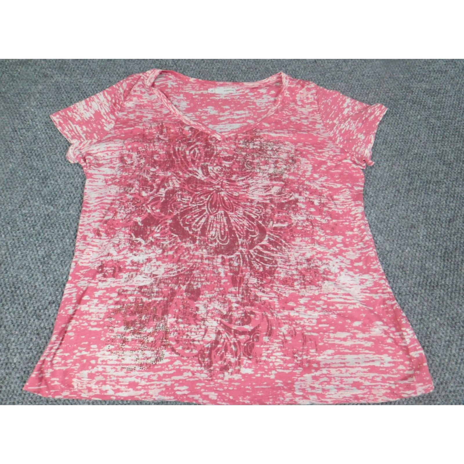 Vintage Maurices Blouse Shirt Womens 2 Pink Round Neck Short Sleeve Lace Button Casual Stretch Cotton Polyester Vintage No Size XS / US 0-2 / IT 36-38 - 2 Thumbnail