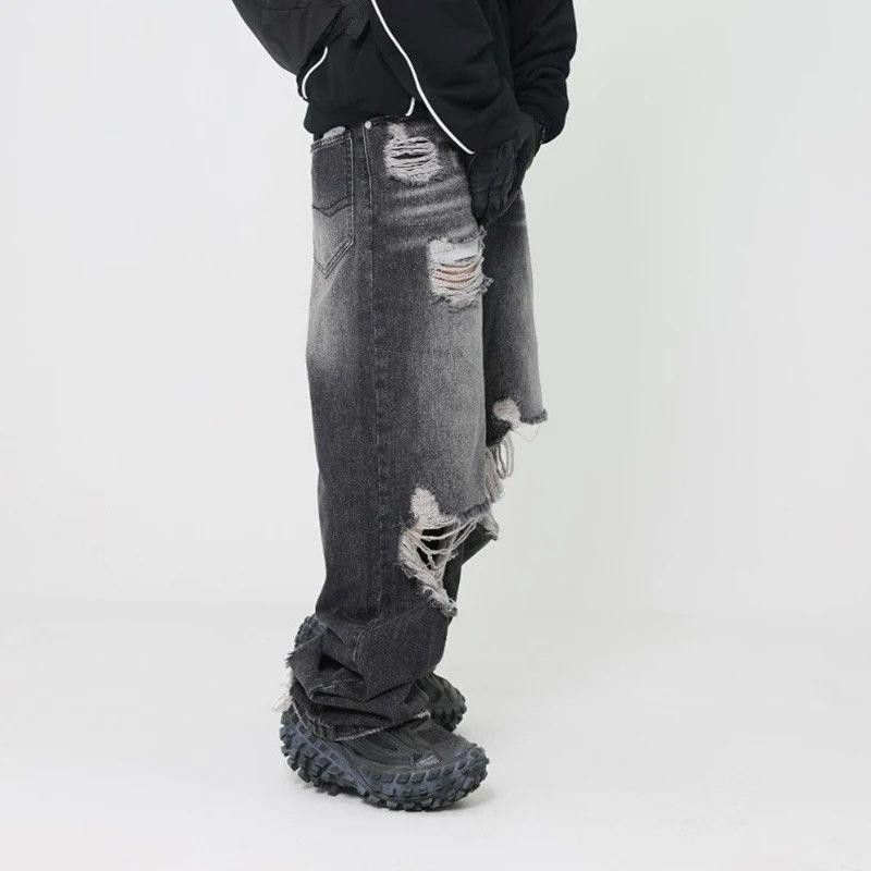 Jean Baggy Washed Distressed Denim Jeans Size US 32 / EU 48 - 3 Thumbnail