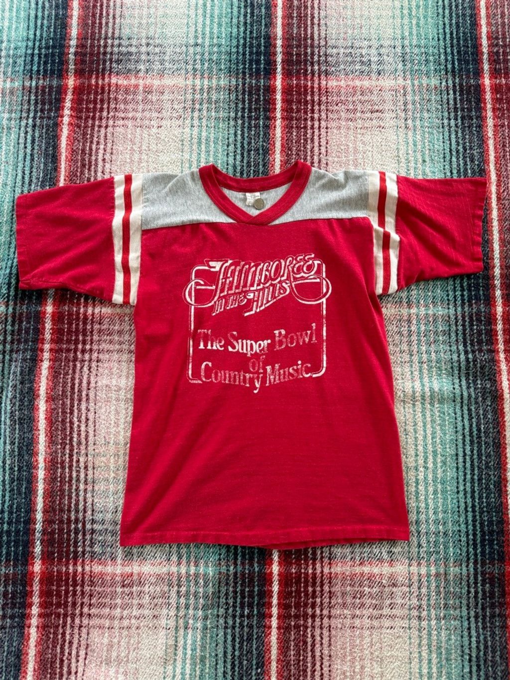 Vintage Vintage Jamboree in the Hills Country Music Red Football Tee Size US M / EU 48-50 / 2 - 1 Thumbnail
