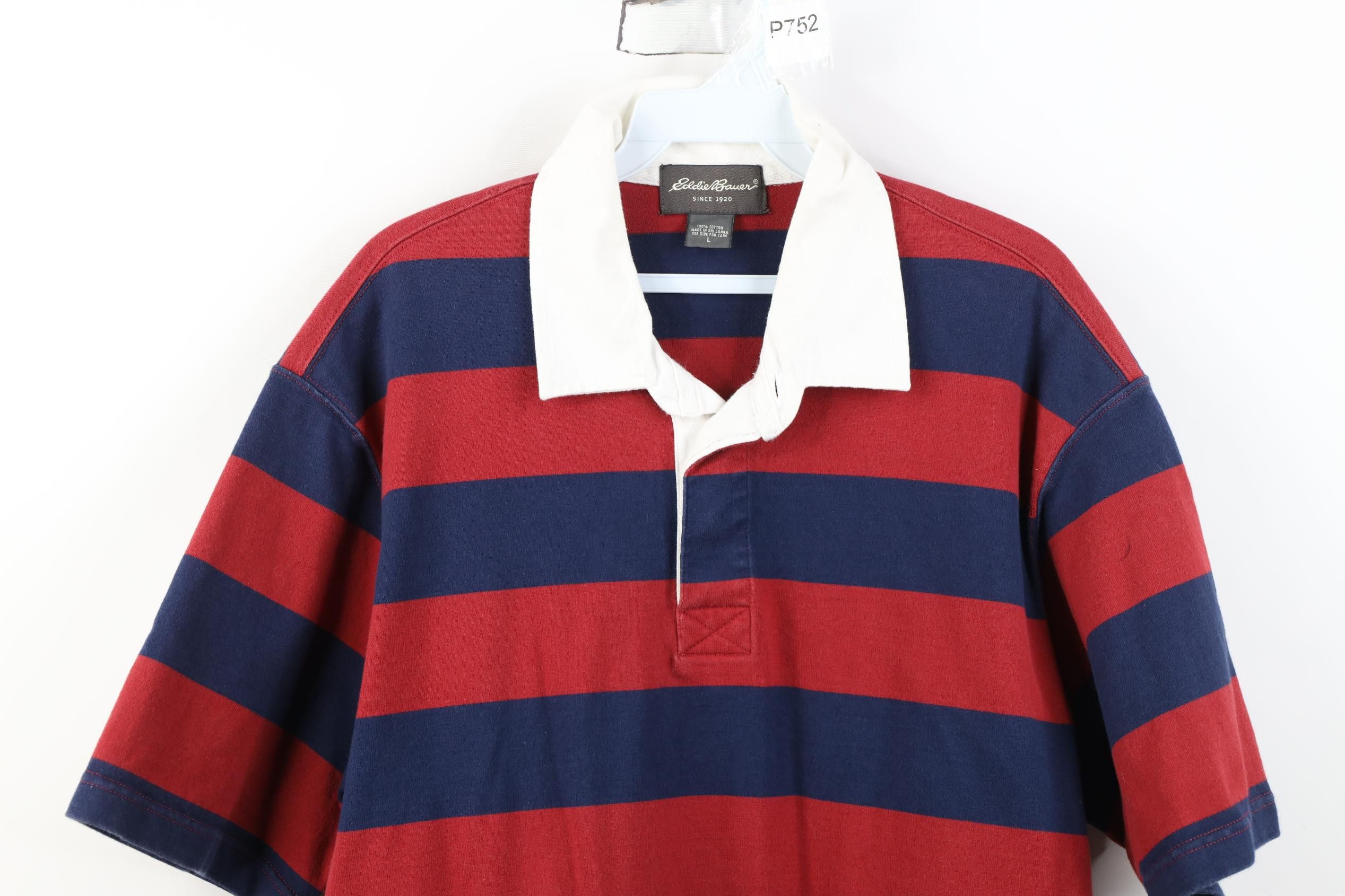 Eddie Bauer Vintage 90s Y2K Eddie Bauer Heavy Striped Rugby Polo Shirt Size US L / EU 52-54 / 3 - 2 Thumbnail