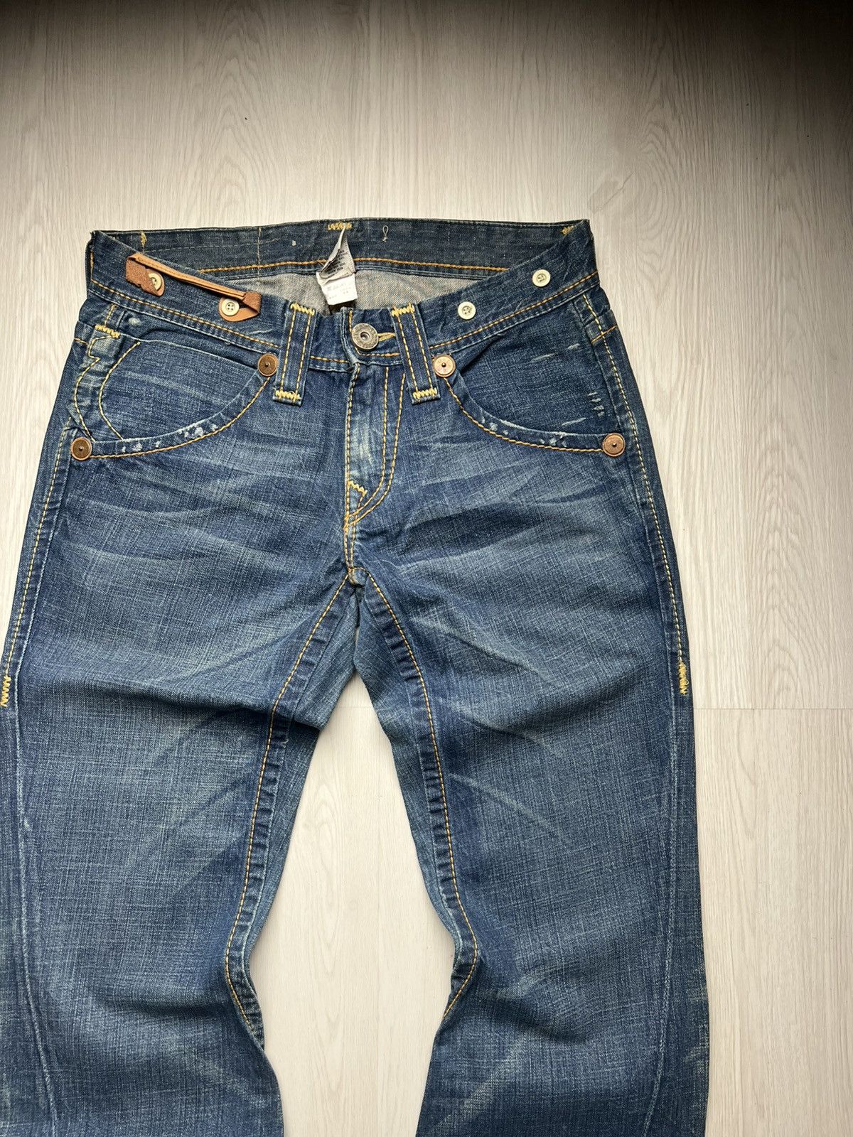 True Religion Flared True Religion Mix Leather Bootcut Jeans Size US 32 / EU 48 - 4 Thumbnail