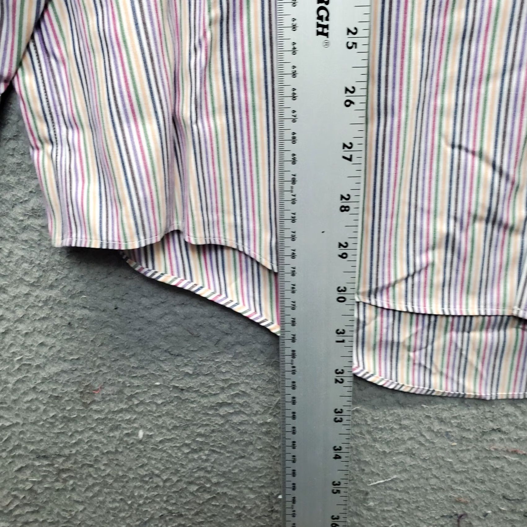 Lands' End Lands' End Mens Dress Shirt 17 Multicolor Striped Long Sleeve Collared Button Down Shirt Size 46R - 3 Thumbnail