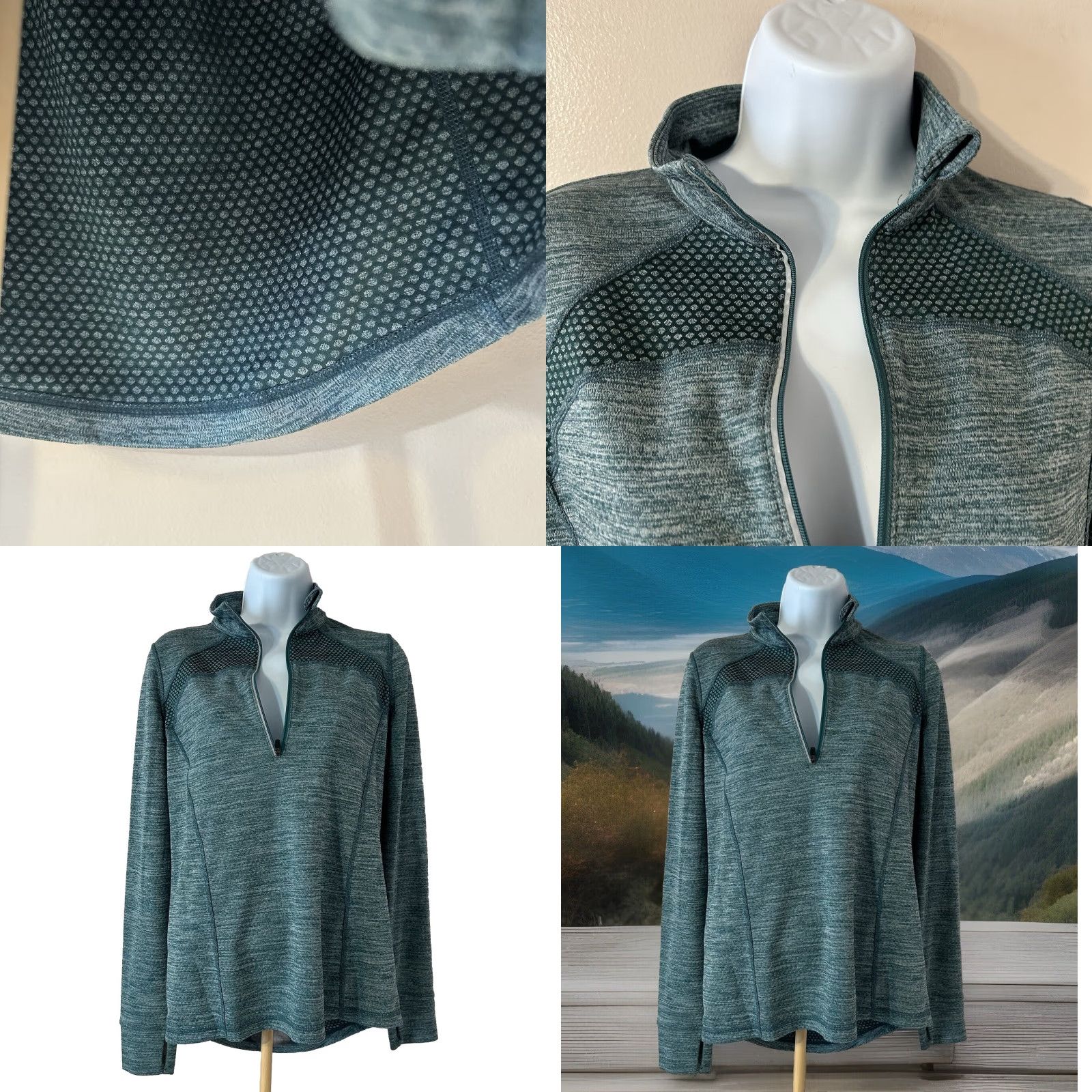 Vintage XERSION Slim Fit Long Sleeve Pullover Top Women Small Heather Green 1/4 Zip Pullover Lightweight Casual Sports Shirt Size S / US 4 / IT 40 - 8 Thumbnail