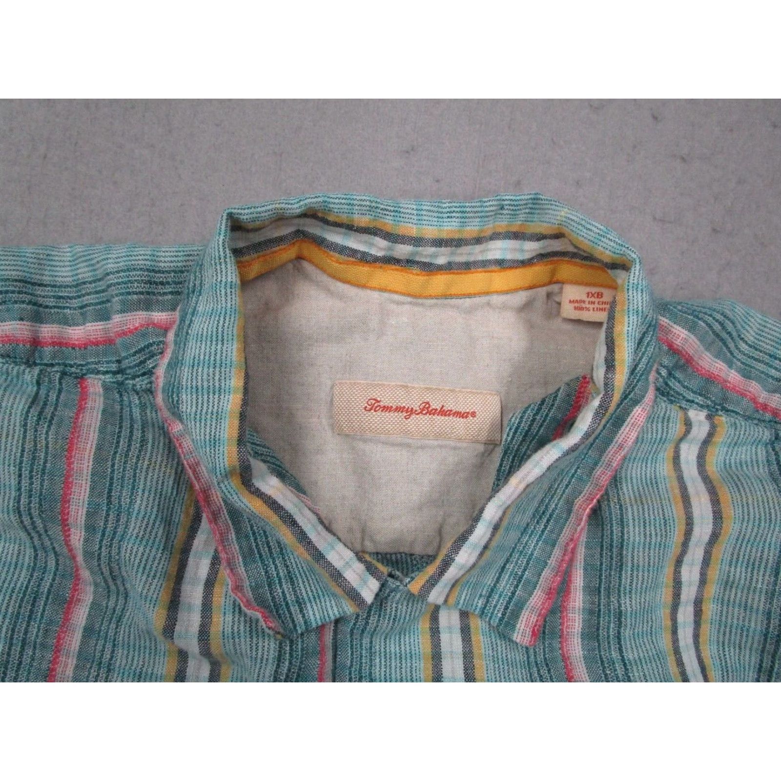 Tommy Bahama Tommy Bahama Shirt Mens 1XB Blue Striped Button Up Linen Hawaiian Loop Collar Shirt Size US XL / EU 56 / 4 - 3 Thumbnail
