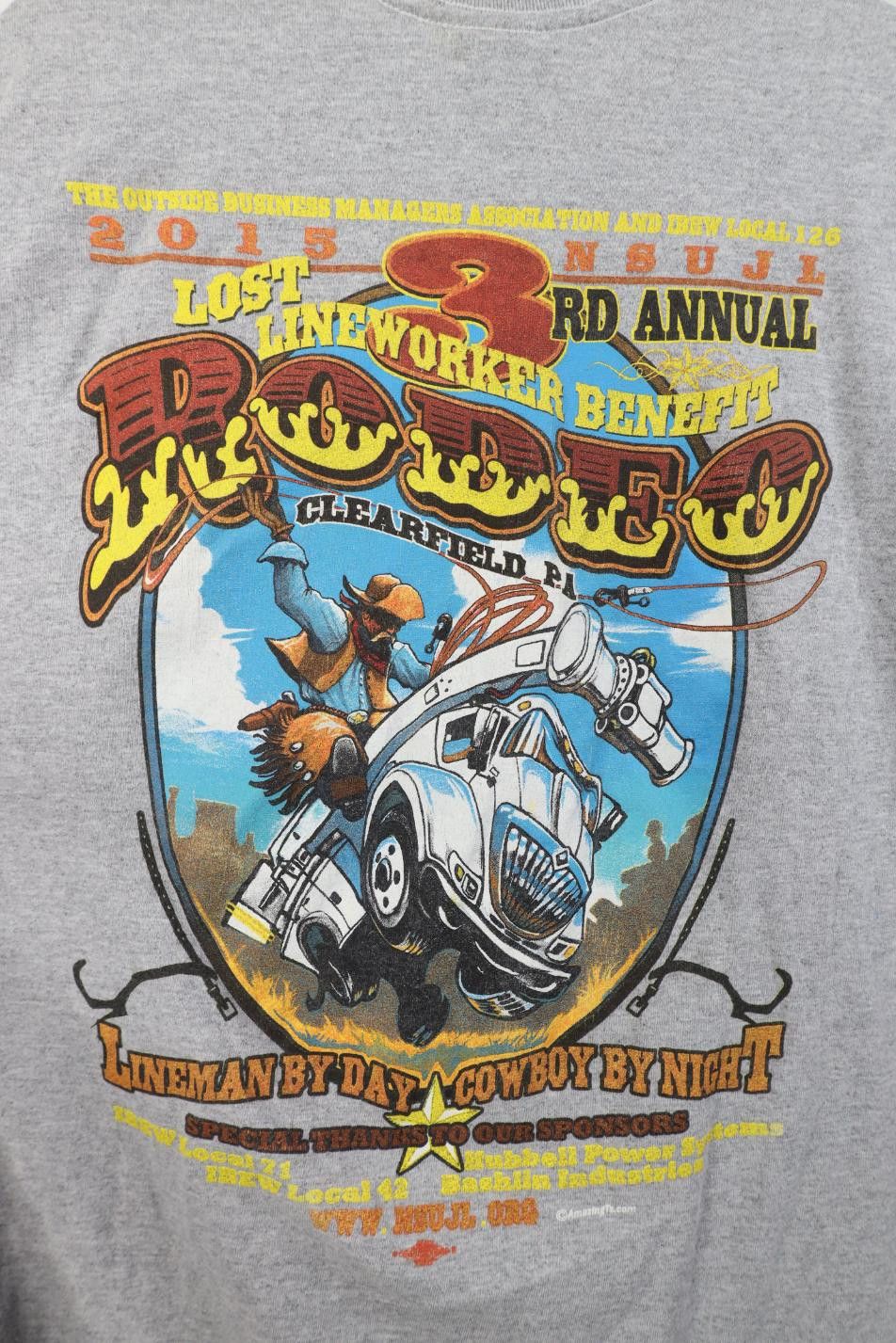 Vintage Vintage Y2K Union Lineman Rodeo Cowboy T-Shirt Gray USA Size US L / EU 52-54 / 3 - 7 Thumbnail