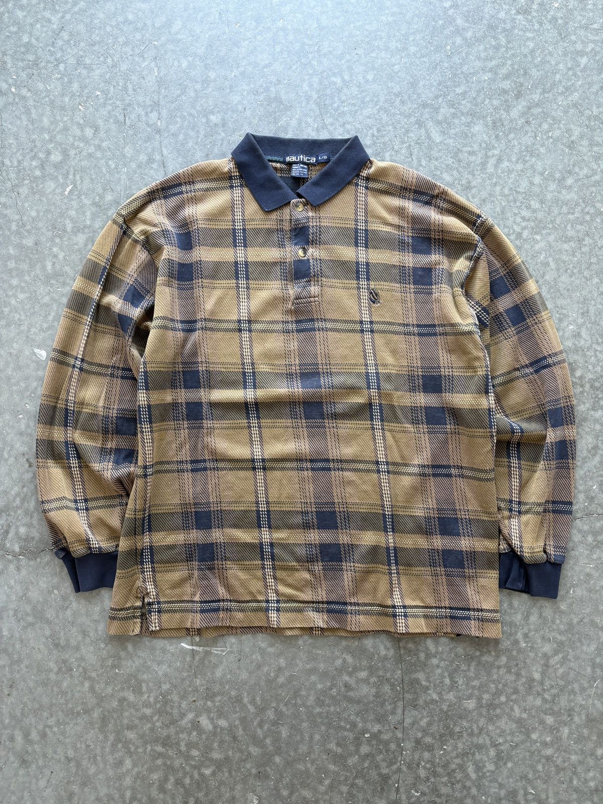 Nautica Vintage 90s Nautica Longsleeve Plaid Polo Shirt Size US L / EU 52-54 / 3 - 1 Thumbnail