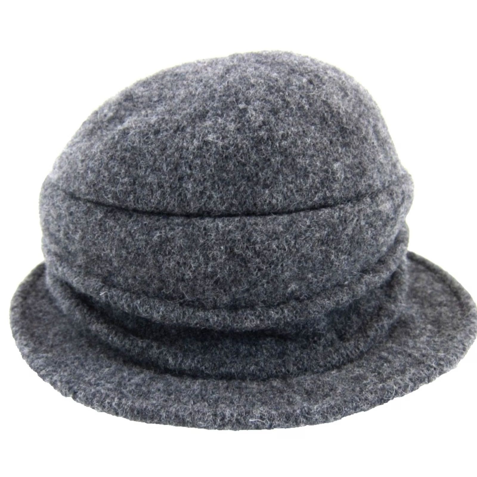 Vintage Seeberger 100% Virgin Wool Grey Floral Boiled Ribbed Cloche Beanie Hat OS Women Beanie Wool Grey Floral Cloche Hat OS Size ONE SIZE - 3 Thumbnail