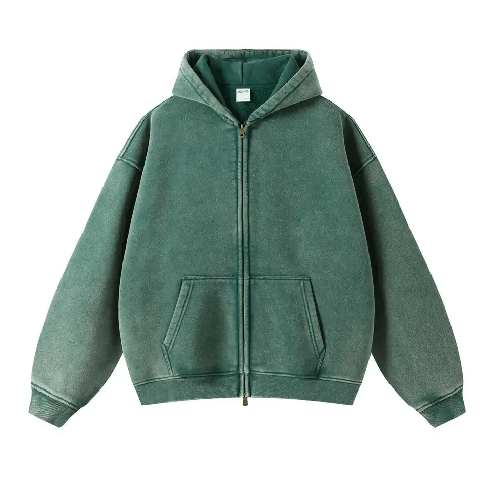 Japanese Brand × Vintage Washed Distressed Loose Zipper Hoodie Sweatshirt y2k Size US XL / EU 56 / 4 - 2 Thumbnail