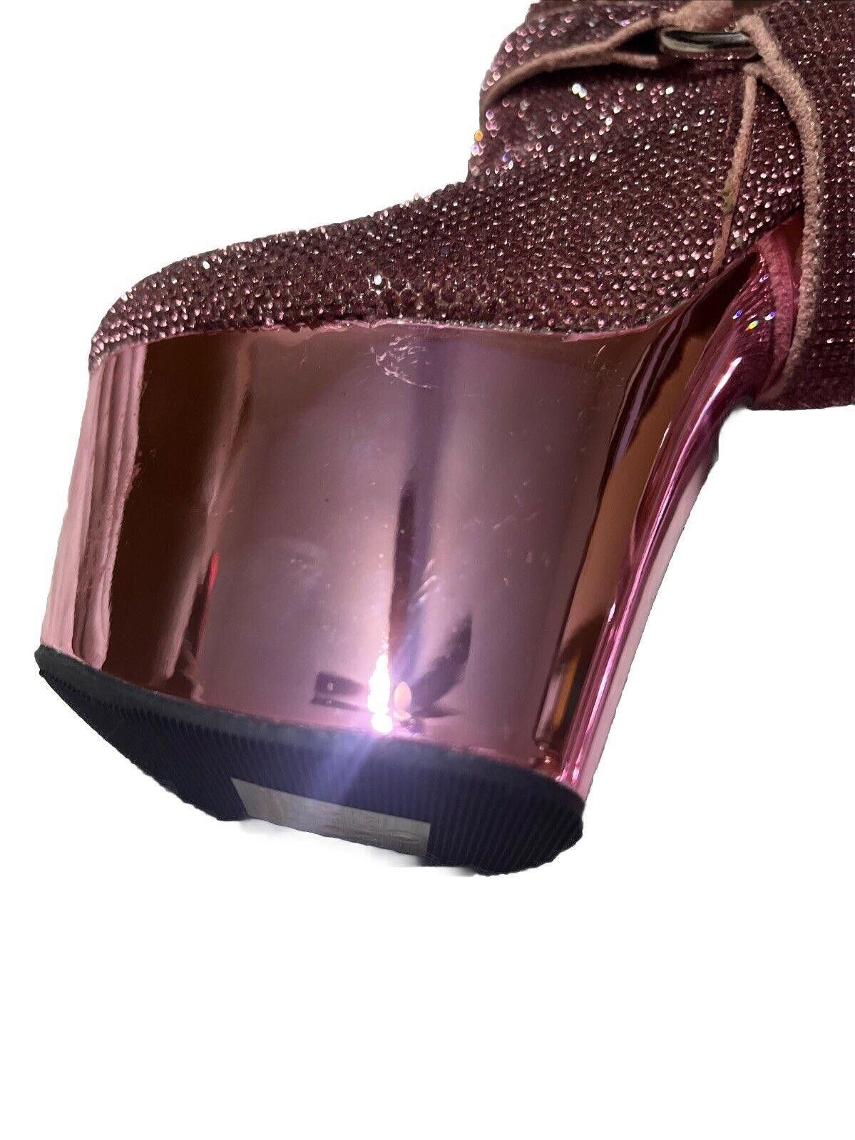 Pleasures 7 Inch Heel Adore Baby Pink Rhinestone Platforms - DAMAGED Size US 6 / IT 36 - 3 Thumbnail
