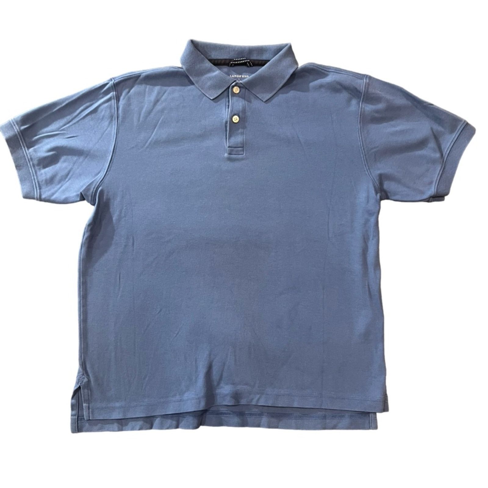 Lands' End Lands’ End Polo Shirt Kids Large Blue Short Sleeve Solid Size L / US 10 / IT 46 - 2 Thumbnail
