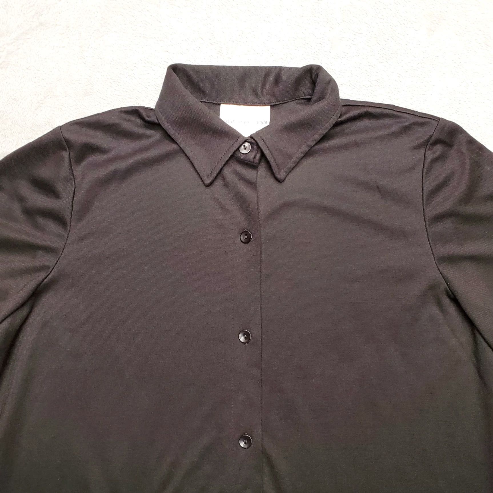 Vintage Susan Graver Shirt Womens 1X Black Short Sleeve Button Casual Shirt Size XL / US 12-14 / IT 48-50 - 3 Thumbnail