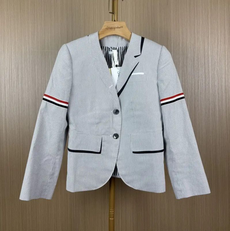 Thom Browne Thom Browne Gray Women's Cotton Jacket 0089 Size M / US 6-8 / IT 42-44 - 1 Thumbnail