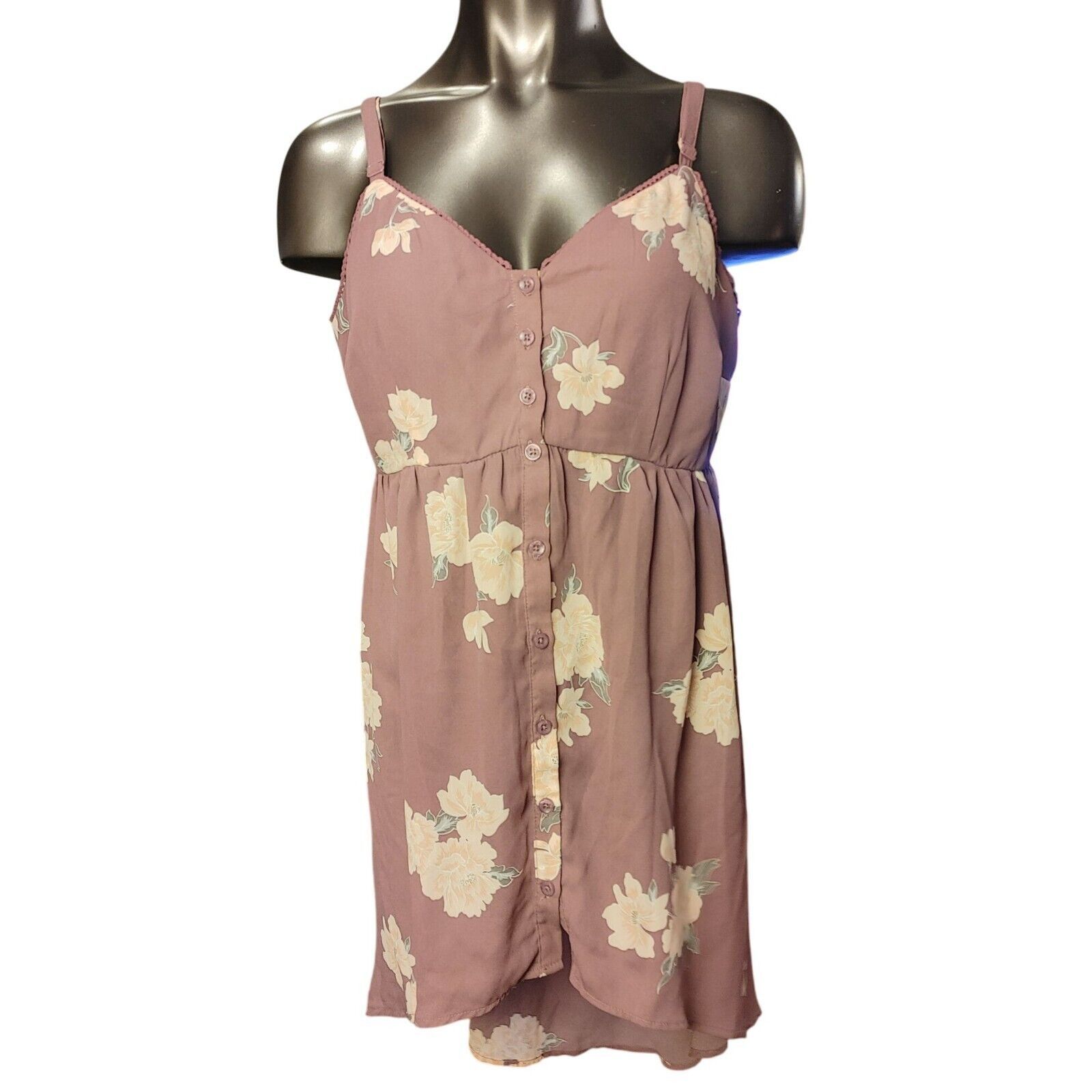 Torrid Torrid Women's Mauve Floral Spaghetti Strap Midi Summer Dres Size XS / US 0-2 / IT 36-38 - 1 Thumbnail