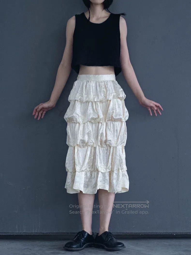 Comme des Garcons Comme Des Garcons size M Off-white polka dot satin tiered Size 23" - 2 Thumbnail