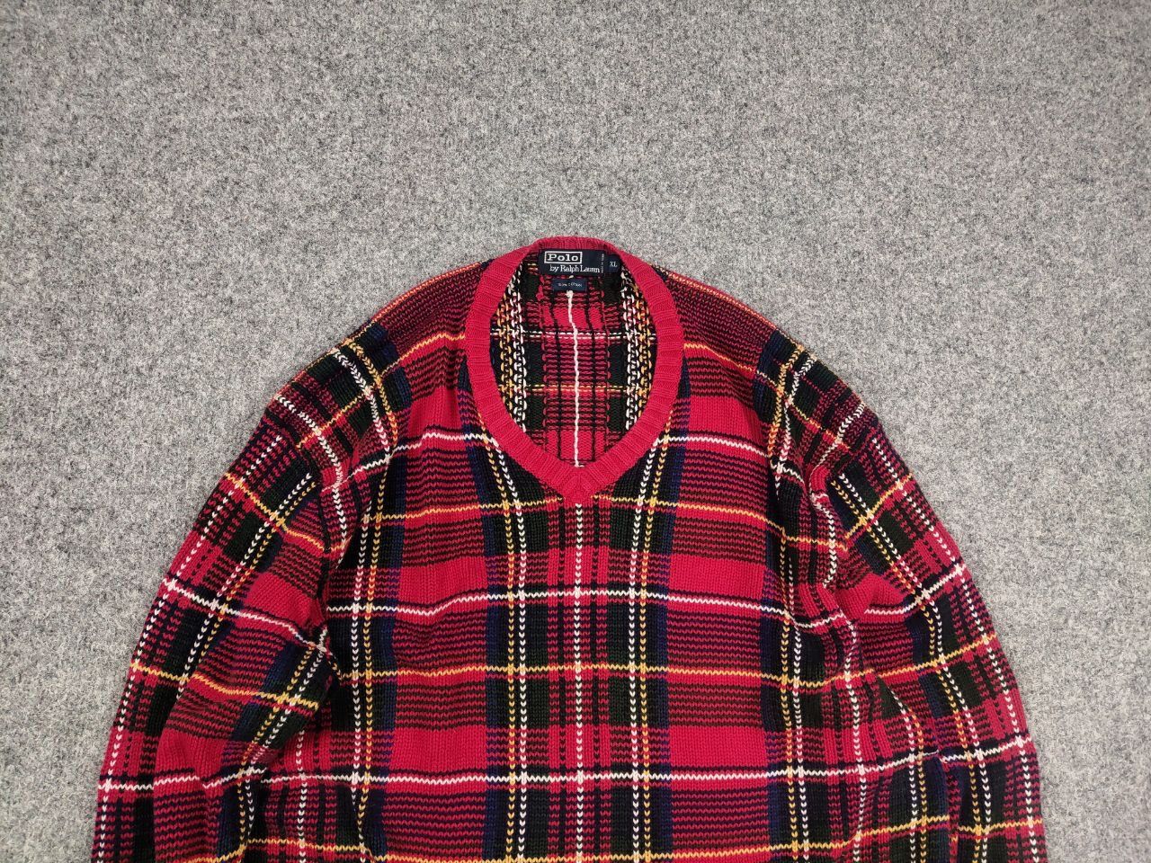 Polo Ralph Lauren Rare Vintage Polo Ralph Lauren Knit Sweater Plaid Red Tartan Size US XL / EU 56 / 4 - 5 Thumbnail