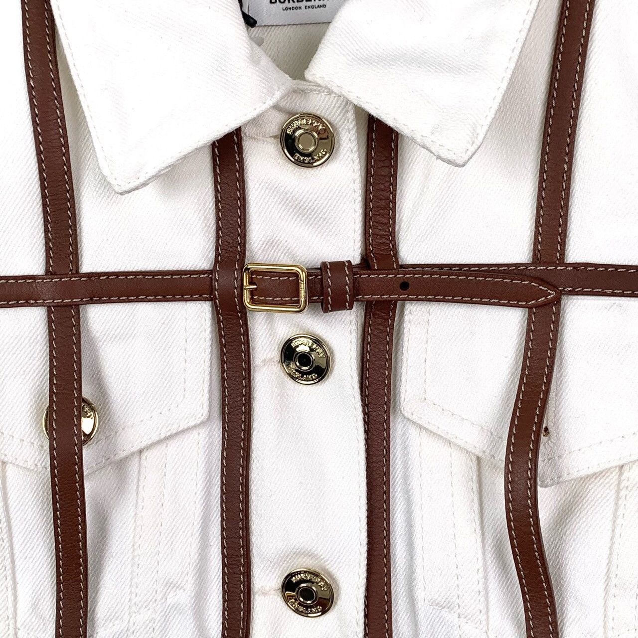 Burberry Burberry Leather-Paneled White Collar Denim Jacket Size XS / US 0-2 / IT 36-38 - 5 Thumbnail